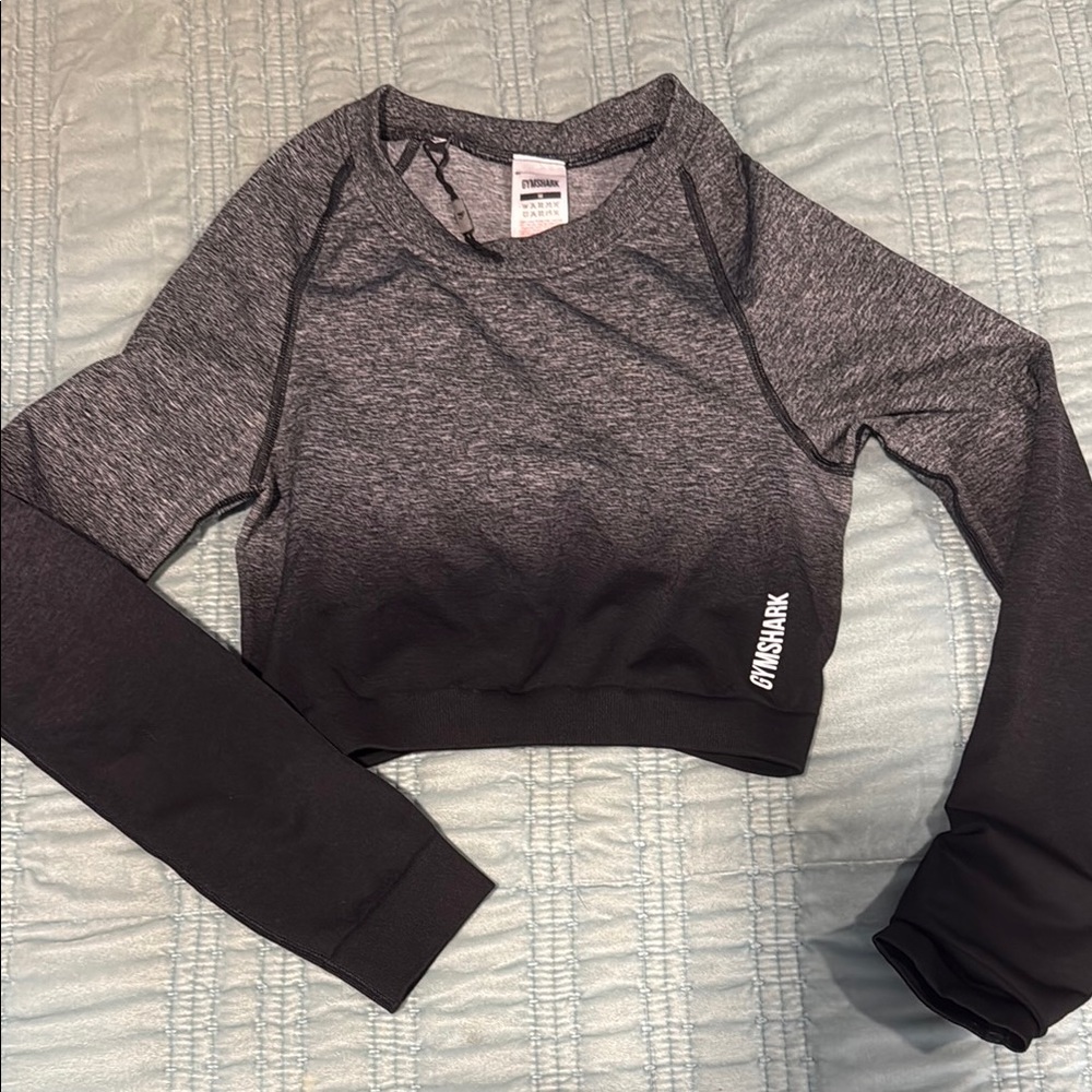 Gymshark Grey to Black Ombre Long Sleeve Crop Top